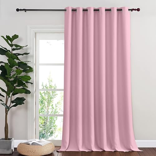 NICETOWN Blackout Curtains & Drapes - Privacy Thermal Efficiency Backdrop Curtains for Bedroom Room Divider Living Room Patio Sliding Glass Door, Wide 80 x Long 144 inch, Rouge Pink, 1 Panel