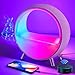 Produktbild LEOEU Smart Lichtwecker RGB Nachttischlampe mit Bluetooth Lautsprecher, Smart Wake-Up Light Tageslichtwecker, Smart LED Lampe Kompatibel mit Alexa & Google Home Sprachsteuerung