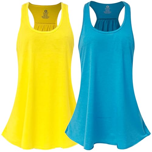 Epic MMA Gear Flowy Racerback Tank Top 2 Pack (LBlu/YLW, Medium)