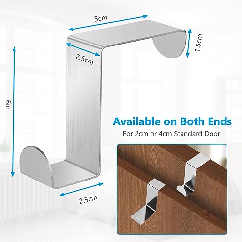 flintronic Over Door Hooks, 8PCS Heavy-Duty Over Door Hanger, Stainless Steel Coat Hooks Wall Mounted for Doors Bedroom - Image 4