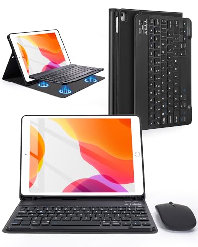 Funda con teclado para iPad de 10.2 pulgadas de 9a generación con mouse inalámbrico