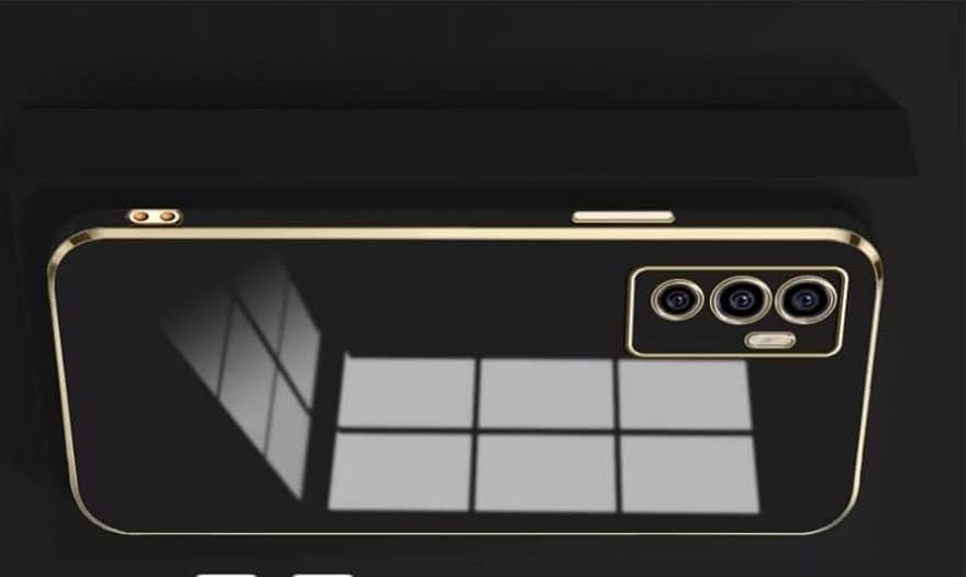 Image of for Vivo V23e 5G Plating Square Gold Frame Phone Case Luxury Soft Silicone Back Cover (for Vivo V23e 5G(Black)