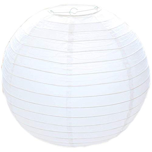 Preisvergleich Produktbild DIVISTAR Lampenschirm aus Papier, rund, gerippt, 30 cm, Weiß