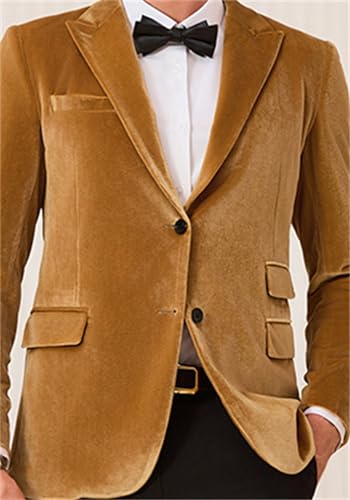 Yarizm Velvet Blazer for Men's Wedding Jacket for Dinner Party Prom Tuxedo Jackets Slim Fit Two Button Suit Blazer3