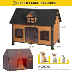 Aivituvin Dog House with Insulated Liner Antichewing Metal Frame Design Insulated Wooden Dog Kennel with Unique Design Roof Weatherproof Dog House for Outdoor Indoor  Cucciolini Doodles Aivituvin dog house with insulated liner anti chewing metal frame design insulated wooden dog kennel with unique design roof weatherproof dog house for outdoor indoor   cucciolini doodles
