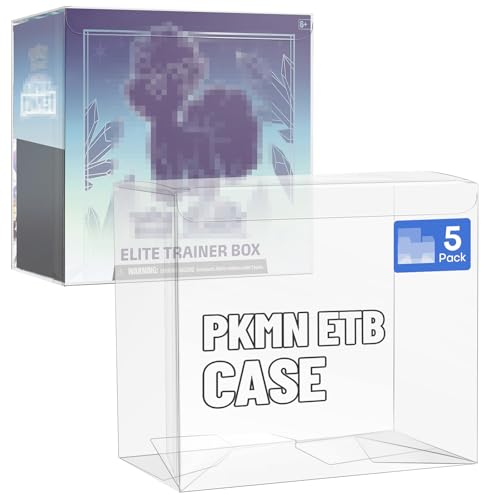 5 Pack Clear PKMN ETB Protector Case PKMN Elite Trainer box Protector PET Plastic Display Box Protector for Collectors Gifts Elite Trainer Boxes - 0.5mm Thick (Pack of 5)