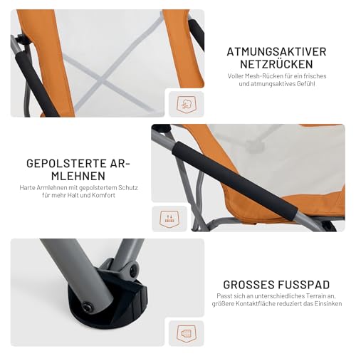 TIMBER RIDGE Strandstuhl Klappbar leicht Hoher Rücken Campingstuhl Faltbar mit Niedrigen Stuhlbeinen Atmungsaktiver Netzstoffrückenlehne – Ansicht 5
