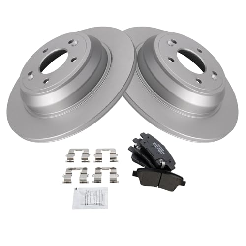Image of TRQ Rear Brake Pad and Rotor Set Ceramic Coated Rotors Compatible with 2018-2019 Genesis G80