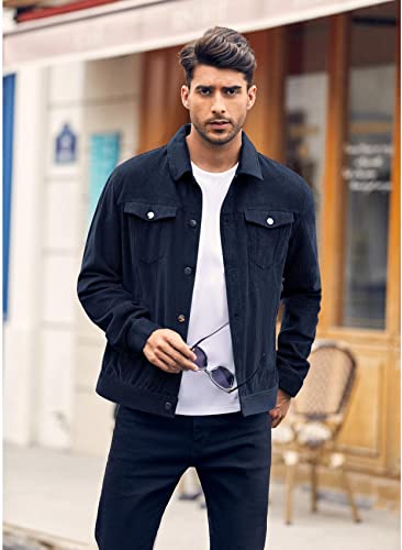 Pretifeel Mens Corduroy Trucker Jacket Slim Fit Button Down Fall Winter Coat2