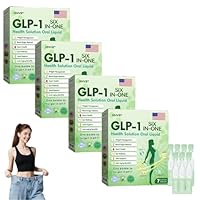 HHVB GLP-1 Six-in-One Health Solution Oral Liquid, Natural Advanced Body Care Liquids Drop, Promote Intestinal Digestion, Firming Skin and Body Shaping Care (4 Box)