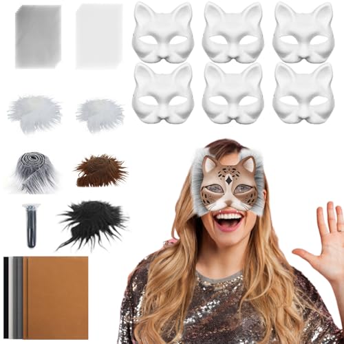 Masque de chat vierge à personnaliser avec kit feutre et maille