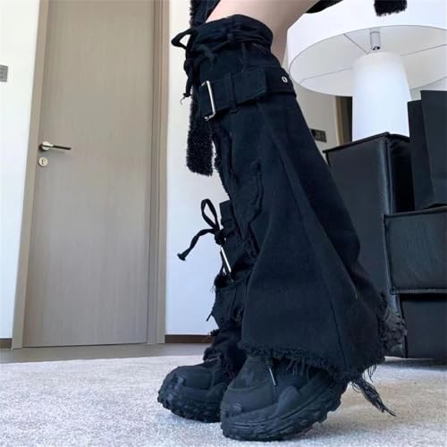 Image of HeiBai Xiong Punk Leg Warmers Women Hippie Gothic Y2k Harajuku Goth
