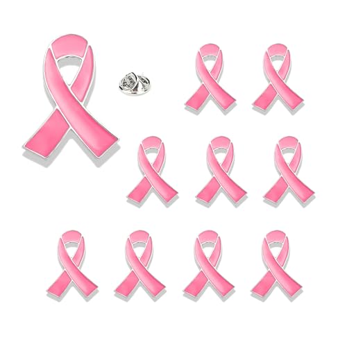 10 broches de lapela de conscientização do câncer de mama broche de fita rosa esperança para médicos enfermeiros mochila chapéu e roupas mulheres meninas caridade evento social público atividade de