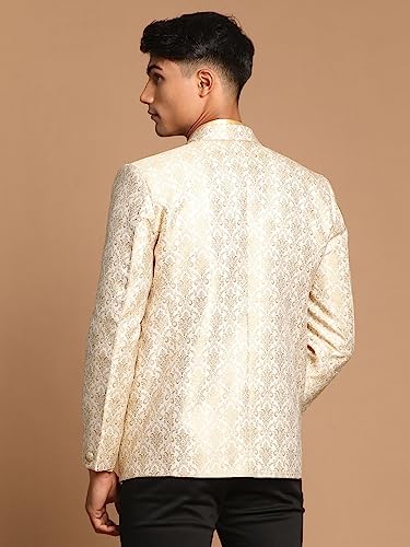 Image of VASTRAMAY mens VASTRAMAY Men's Gold And Beige Blazer