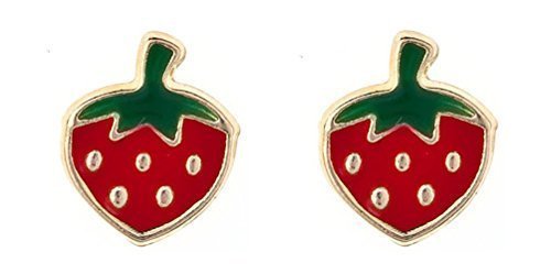 9 Karat Gold-Emaille-Erdbeer-Ohrstecker Lieferung erfolgt in Geschenkverpackung Cover