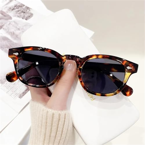 Vintage Fashion Shell Round Sunglasses Women Men Brand Design Retro Rivet Yellow Blue Lens Square Sun Glasses Female2