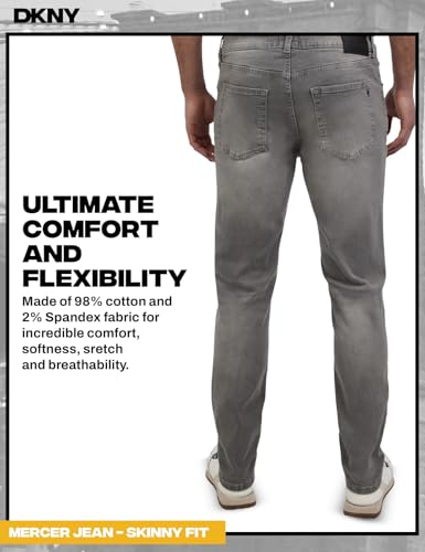 Image of DKNY Mercer Men's Skinny Jeans - Premium Stretch Denim Pants with Classic 5 Pocket Design | Skinny Fit Stretch Jeans for Men