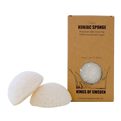 Natural Konjac Sponge/Economical Pack of 2 Facial Cleansing Sponges for all skin types - 100% Natural, vegan, sustainable, fully biodegradable