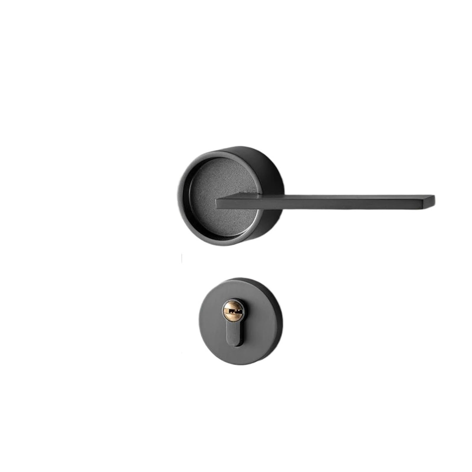 Sjloynwq Grey Zinc Alloy Silent Golden Door Lock Indoor Handle(,With Key For Bedroom)