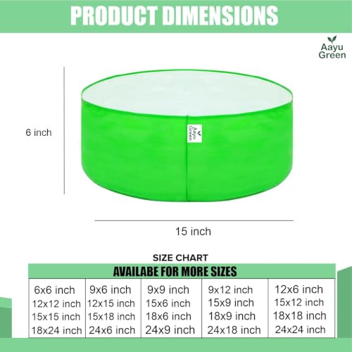 Image of Grow Bag UV Protected 260 GSM | HDPE Grow Bags for Plants | Heavy Duty Green Garden Plant Grow Bag with Drainage Holes | Reusable Vegetable Grow Bag for Terrace Gardening (9, 15X6 INCH)