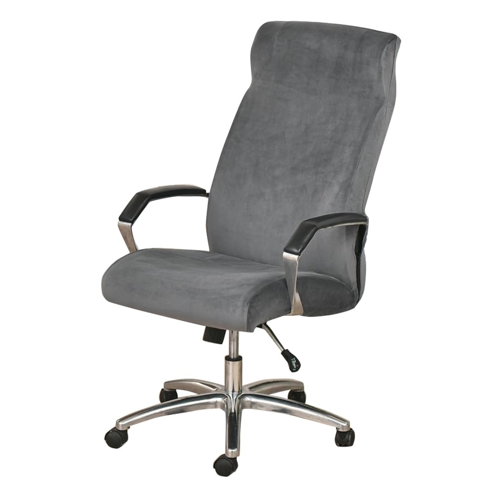 Office Chair Cover Velvet Elastic Computer Chair Cover Swivel Computer Chair Cover Dark Grey Large