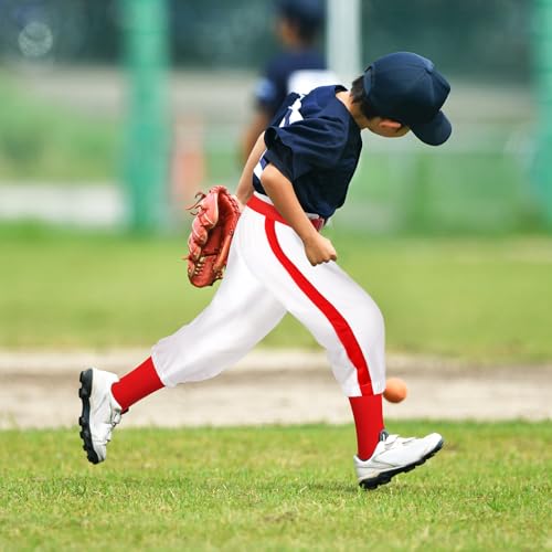 Cozypower 3 Pcs Baseball Combo Set Youth Boy and Girls Softball Pants with Socks and Belts(6-7 Years,Red, White) - Thumbnail 3