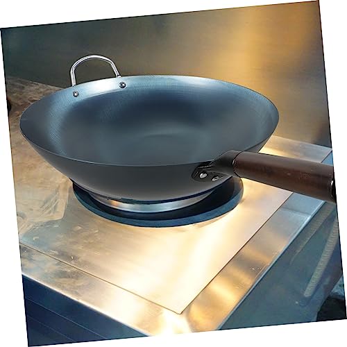 Wok de hierro con mango de madera y superficie antiadherente miniatura 3