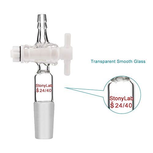 Stonylab Vacuum Flow Control Adapter With Ptfe Stopcock, 24/40 Joint And Straight Hose Connection For Lab Supply #TOP3