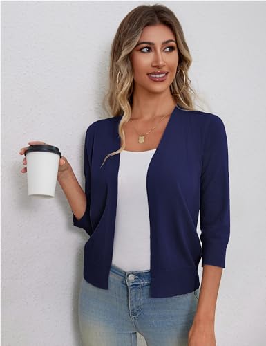 a.Jesdani Women's 3/4 Sleeve Shrugs Open Front Cropped Sweater Cardigan4