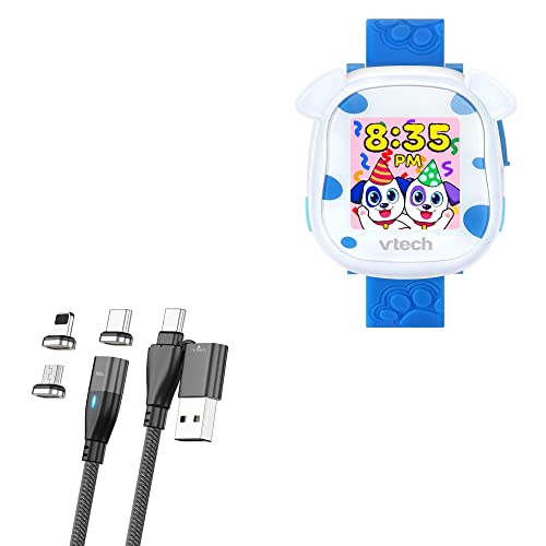 BoxWave Cable Compatible with VTech My First Kidi Smartwatch - MagnetoSnap PD AllCharge Cable (100W), Magnet PD 100W Charging Cable USB Type-C Micro USB for VTech My First Kidi Smartwatch - Jet Black