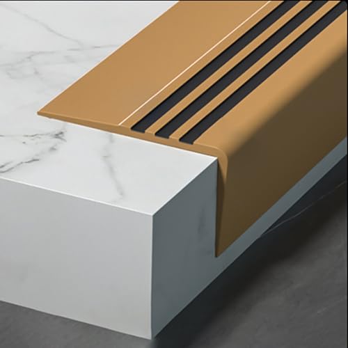 Bord de escalier autocollante flexible en caoutchouc - Bande de sécurité antidérapante marron