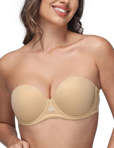 Wingslove Women's Strapless Full Figure Bra Underwire Multiway Contour Plus Size Bra Red Carpet