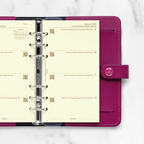 Filofax Calendar Diary Refill, Personal/Compact Size, Week-to-View, Cotton Cream Paper, Unruled, Multilingual: Five Languages, 2025 (C68413-25) by Filofax - Image 7