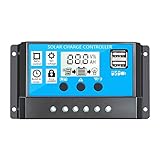 YXDS Controlador de Carga Solar Inteligente Regulador de Controlador PWM con Pantalla LCD USB Dual Controlador de batería de Panel Solar
