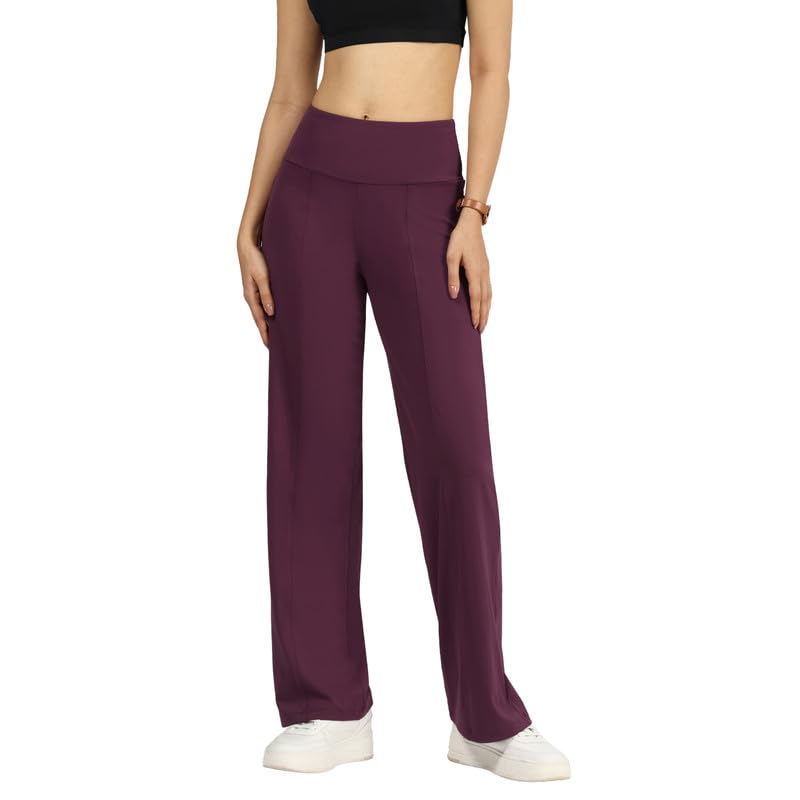 Image of BlissClub Women's Wide Leg Fit High Rise Ultimate Wide Leg High Waist Stretchable Formal Trousers with 2 Pockets