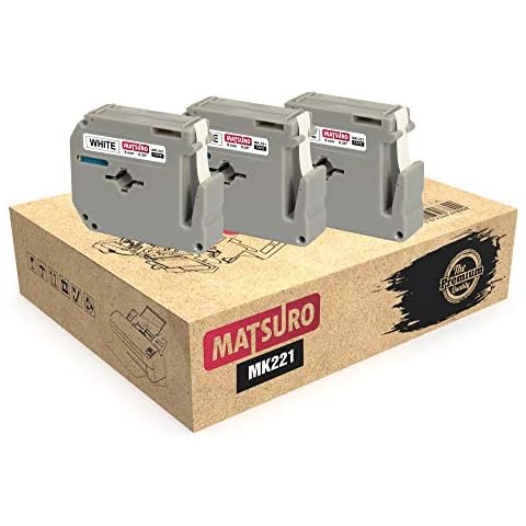 Matsuro Original | Compatible Label Tapes Replacement for Brother P-Touch M-K221 MK221 Black on White (9 mm x 8 m | 3 Pack) Cover