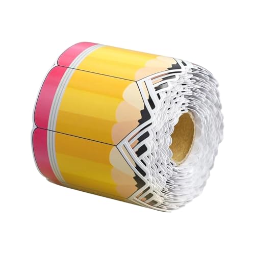 Cenefa de lápiz: bonita y duradera decoración, cenefa de tablón de anuncios para aulas, cenefa de pared de confeti, para profesores de escuela, aula, oficina, cumpleaños, oficina, hogar, decoración