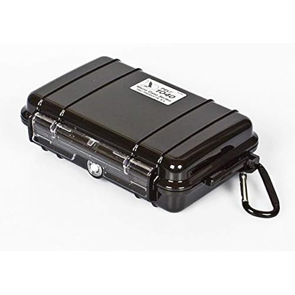 Peli 1040 Practical Micro Case for Small Items, IP67 Waterproof, 0.7 L Volume, Black/Black Rubber Insert, 1040-025-110E & Peli 1042 Pick N' Pluck Foam Insert, Black