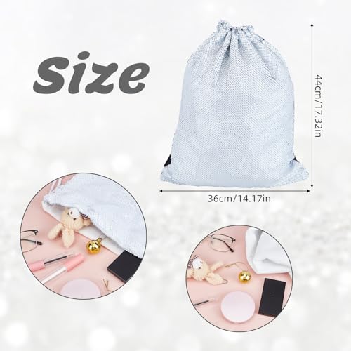 NICENEEDED Sequin Drawstring Backpack, Silver Glitter Sports Bag for Adults, Outdoor Gym Backpacks Shoulder Bags for Travel Shopping Sport Swimming Yoga2