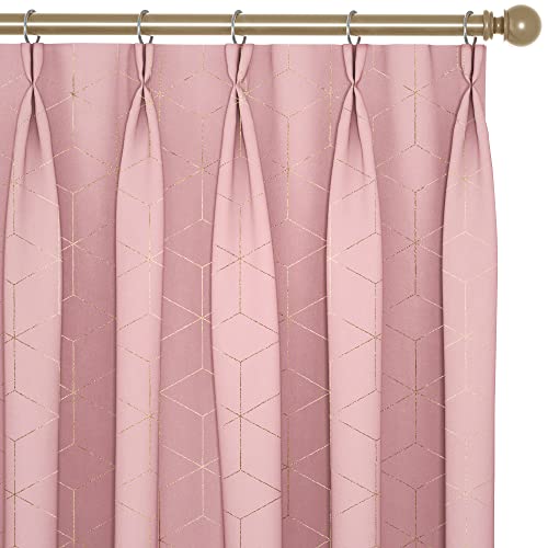 Deconovo 遮光カーテン ダイヤモンド柄 金箔プリント 形態記憶加工 厚手 断熱 防音 保温 保冷 省エネ 目隠し 2枚組