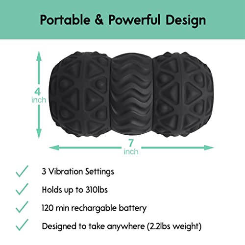 Vibit - Vibrating Massage Roller For Foot, Leg, Muscles, And More, Great For Pain Relief, Sciatica, And Plantar Fasciitis, Portable, Lightweight, 3 Vibration Levels (Pink) (10Cm Diameter) #TOP6