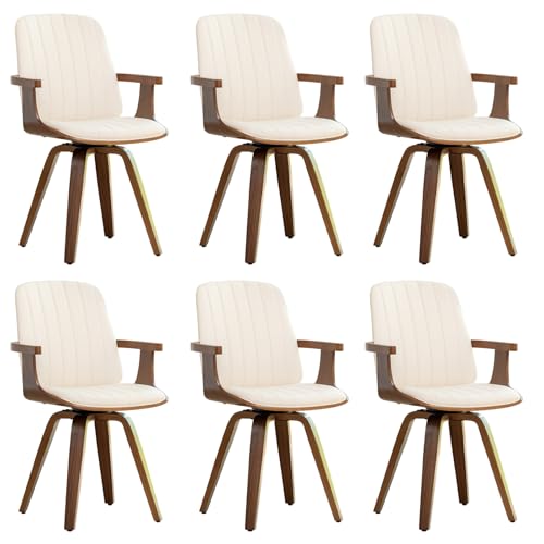 Swivel Dining Chairs Set of 6, Mid Century Modern Dining