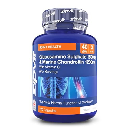 Zipvit Glucosamine and Chondroitin High Strength with Glucosamine Sulphate 1500mg Marine Chondroitin 1200mg and Vitamin C Joint Care Supplements for Men and Women 120 Capsules