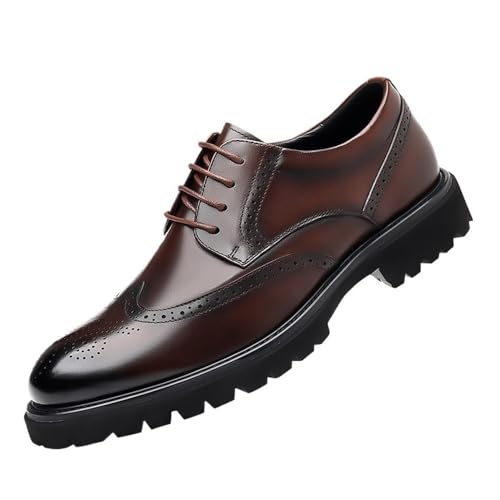 Men's Lace Up Genuine Leather Brogue Dress Shoes Business Casual Oxford British Style Wedding Suit Comfortable Breathable Footwear