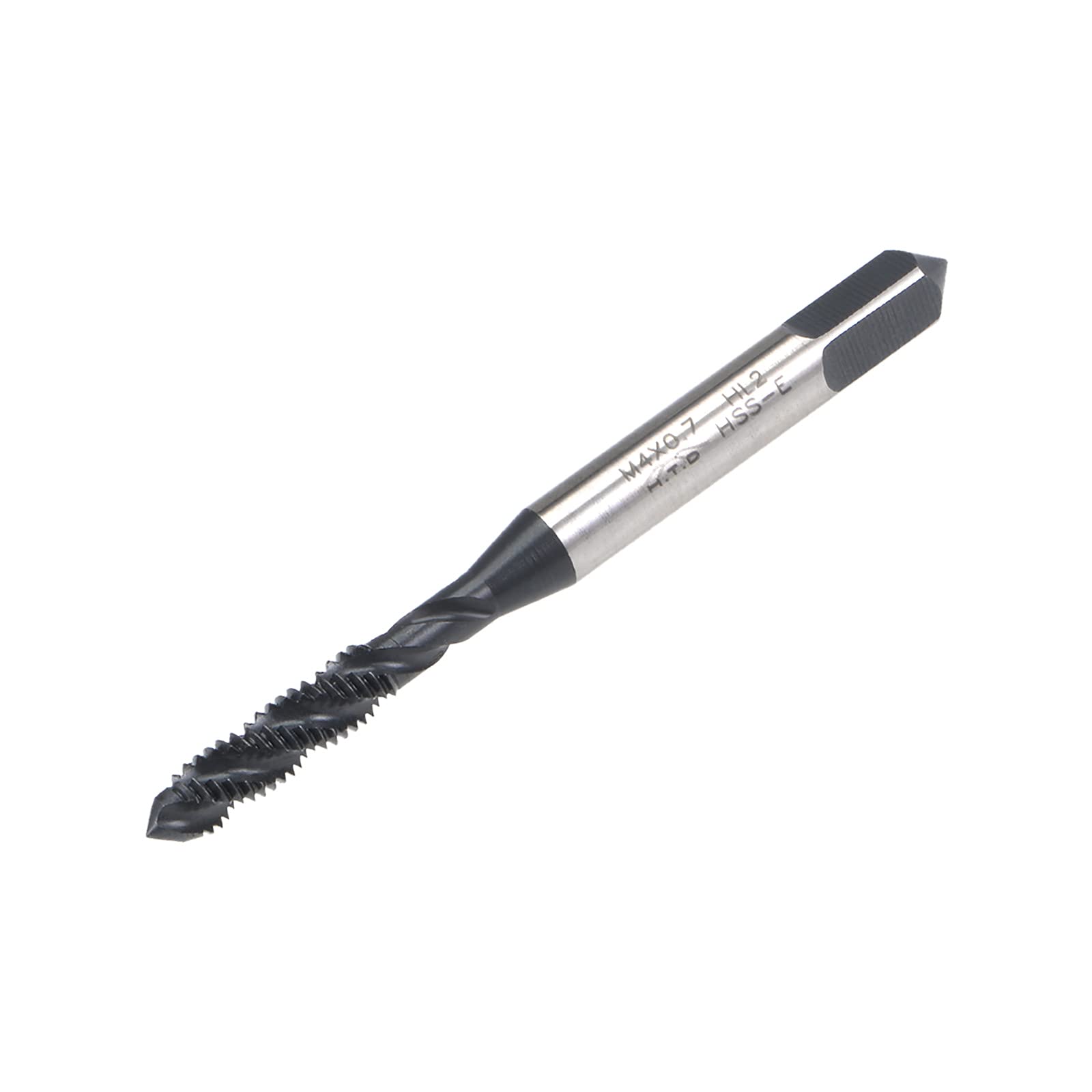 uxcell M4 x 0.7 Spiral Flute Thread Tap, Metric Machine Threading Tap HSS Nitriding Coated, Round Shank with Square End, H2 Tolerance
