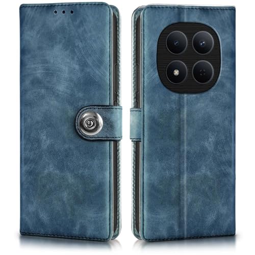 Image of WOW IMAGINE Shock Proof Flip Cover Back Case for Redmi Note 15 Pro 5G (Magnetic Button Flip Case | Wallet Pockets & Stand | Leather Finish | Aquamarine)