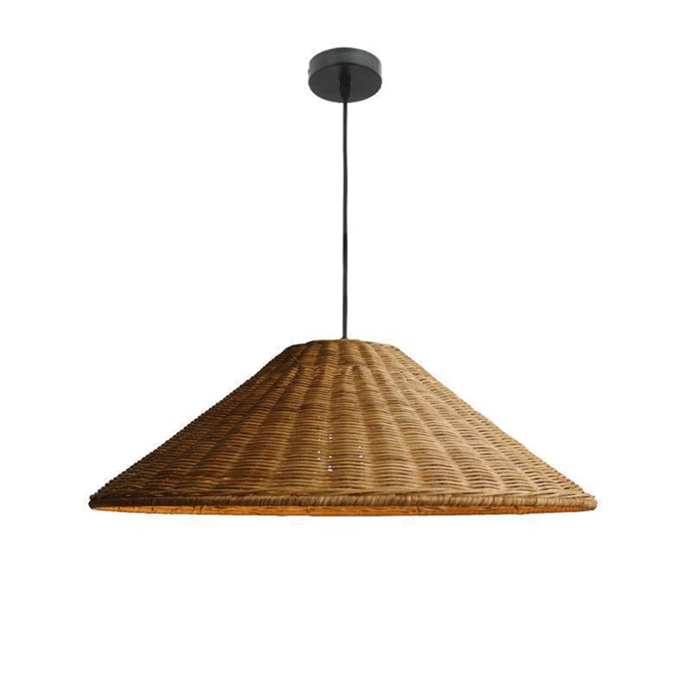 CHUNGYANG Boho Wicker Pendant Lamp Rustic Rattan Shade Hanging Light for Kitchen Vintage Farmhouse Chandelier Light Fixture with Adjustable Suspension Line Kitchen Island Hanging Pendant Lighting