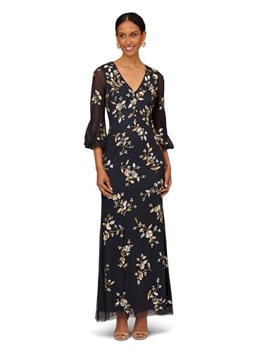 Women's Beaded V Neck Gown
