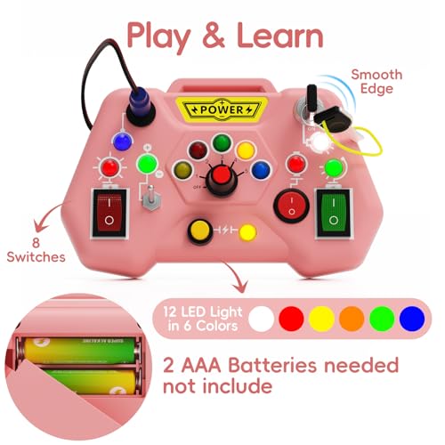 Image of Toddler Busy Board With LED Light - Baby Game Sensory Toy,Light Switches Montessori Toy for 3 Year Old，Kids Educational Learning Activities Toys,Easter Basket Stuffers Ideas for 3 4 5 6 Boys Girls