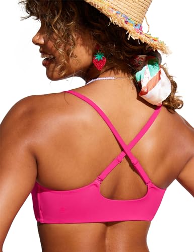 Image of CRZ YOGA D-DD Scoop Neck Bikini Tops | Removable Pads, Adjustable Spaghetti Straps, Swim, Bathing Suit Bra for Women